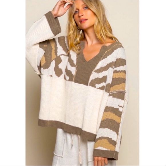 POL Comfy in Camo Oversized Cozy Pullover Sweater - Picture 3 of 9